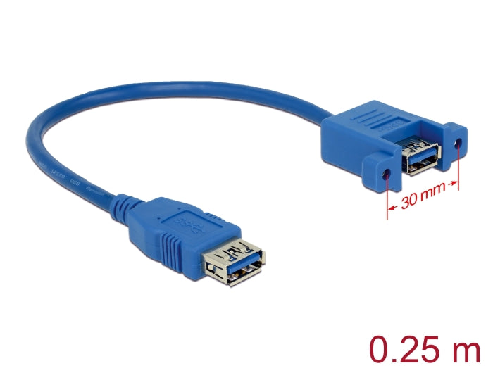 Delock USB 5 Gbps Kabel Typ-A Buchse zu USB 5 Gbps Typ-A Buchse zum Einbau 25 cm