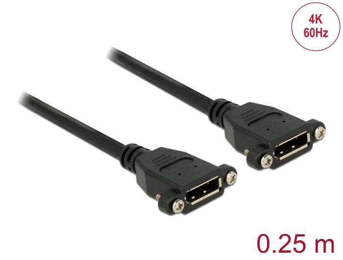 Delock Kabel DisplayPort 1.2 Buchse > DisplayPort Buchse zum Einbau 4K 60 Hz 0,25 m