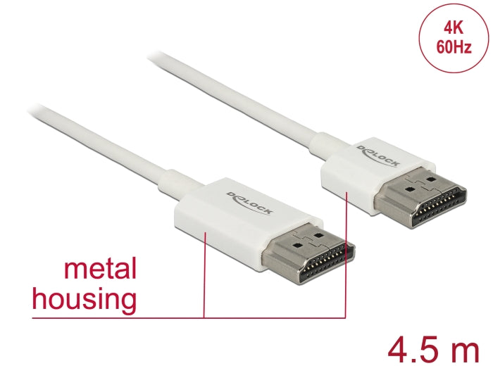 Delock Kabel High Speed HDMI mit Ethernet - HDMI-A Stecker > HDMI-A Stecker 3D 4K 4,5 m Aktiv Slim High Quality