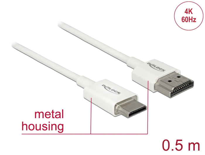 Delock Kabel High Speed HDMI mit Ethernet - HDMI-A Stecker > HDMI Mini-C Stecker 3D 4K 0,5 m Slim High Quality