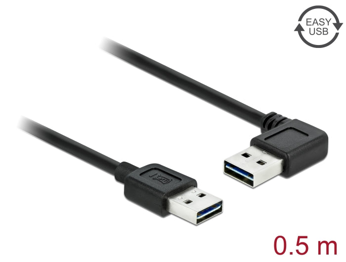 Delock Kabel EASY-USB 2.0 Typ-A Stecker > EASY-USB 2.0 Typ-A Stecker gewinkelt links / rechts 0,5 m