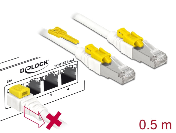 Delock Kabel RJ45 Secure Cat.6A 0,5 m