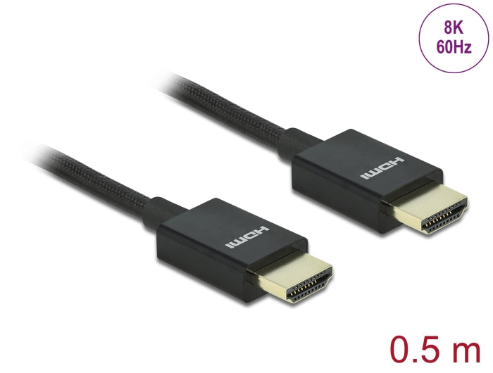 Delock Koaxiales High Speed HDMI Kabel 48 Gbps 8K 60 Hz schwarz 0.5 m