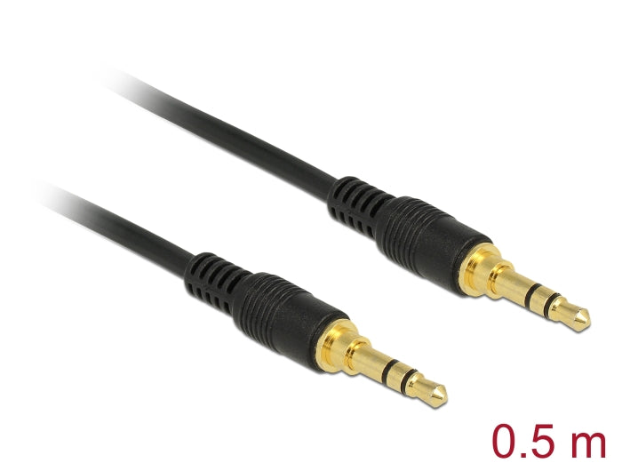 Delock Klinkenkabel 3,5 mm 3 Pin Stecker > Stecker 0,5 m schwarz
