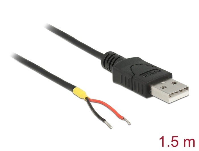 Delock Kabel USB 2.0 Typ-A Stecker > 2 x offene Kabelenden Strom 1,5 m Raspberry Pi