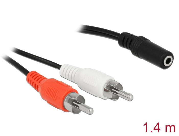 Delock Audio Kabel 2 x Cinchstecker zu 1 x 3,5 mm 3 Pin Klinkenbuchse 1,4 m