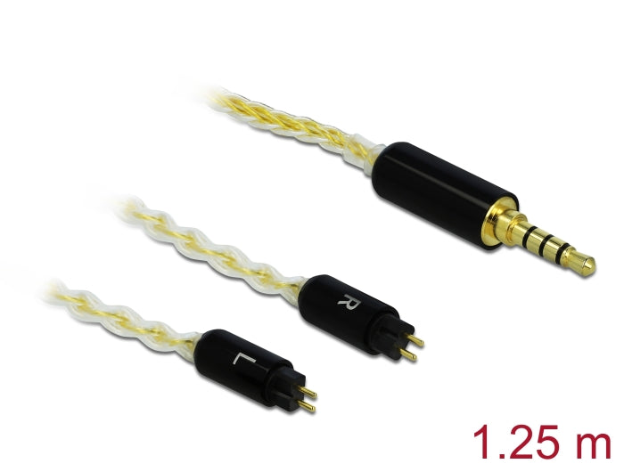 Delock Audio Kabel 3,5 mm 4 Pin Klinkenstecker zu 2 x 2 Pin Stecker 1,25 m