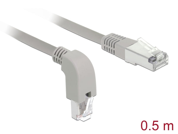 Delock Netzwerkkabel RJ45 Cat.5e SF/UTP unten gewinkelt / gerade 0,5 m