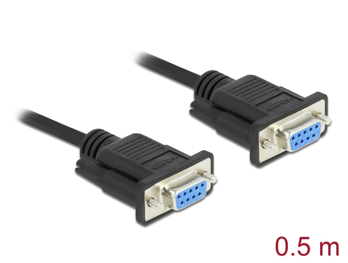 Delock RS-232 Kabel Seriell D-Sub9 Buchse zu Buchse Nullmodem mit schmalem Steckergehäuse 0,5 m