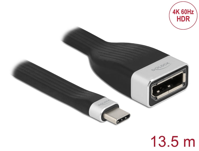 Delock FPC Flachbandkabel USB Type-C™ zu DisplayPort (DP Alt Mode) 4K 60 Hz 13,5 cm