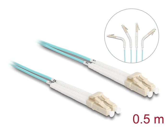 Delock LWL Kabel LC Duplex zu LC Duplex Multimode OM3 winkelbar 0,5 m