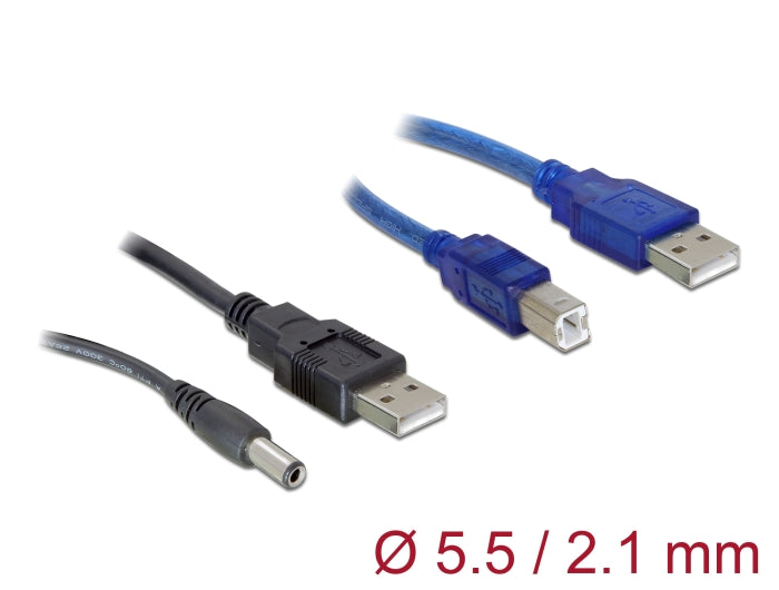 Delock Kabelset 2-fach USB-A zu DC + USB-B 30 cm