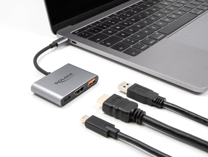 Delock USB Type-C™ Adapter zu HDMI 4K 30 Hz mit USB Typ-A und USB Type-C™ PD 2.0 90 W