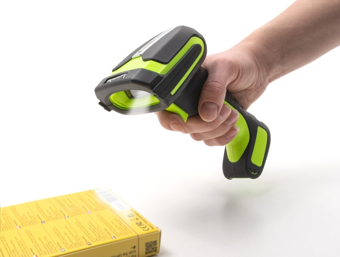 Delock Industrie Barcode Scanner 1D und 2D für 433 MHz oder Bluetooth mit induktiver Ladestation und Fernablesung bis max. 6,5 m