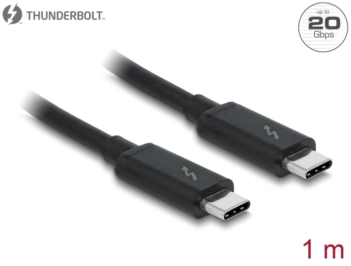 Delock Thunderbolt™ 3 (20 Gb/s) USB-C™ Kabel Stecker > Stecker passiv 1,0 m 5 A schwarz