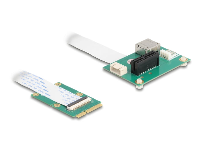 Delock Konverter Mini PCIe Stecker zu PCI Express x1 Slot mit flexiblem Kabel und USB Port