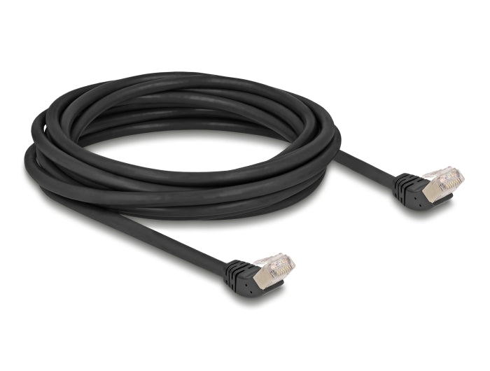 Delock RJ45 Netzwerkkabel Cat.6A S/FTP 45° nach oben gewinkelt 5 m schwarz