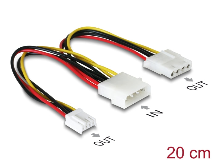 Delock Powerkabel Molex 4pin Stecker zu Molex 4pin Buchse und 4 Pin Floppy