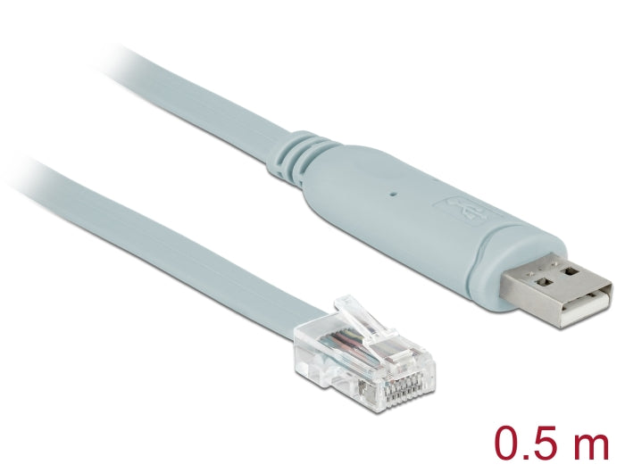 Delock Adapter USB 2.0 Typ-A Stecker > 1 x Seriell RS-232 RJ45 Stecker 0,5 m grau