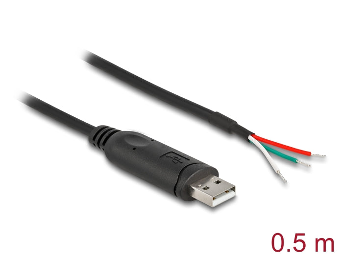 Delock Adapterkabel USB 2.0 Typ-A zu seriell RS-485 3 x offene Kabelenden 0,5 m