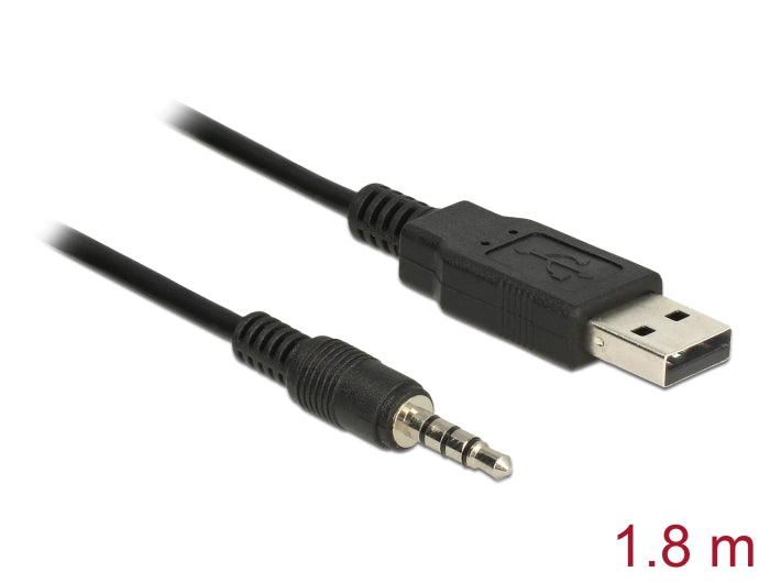 Delock Konverter USB 2.0 Typ-A Stecker zu Seriell TTL 3,5 mm 4 Pin Klinke 1,8 m (5 V)