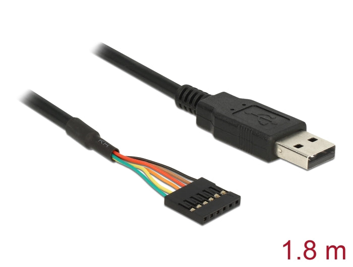 Delock Konverter USB 2.0 Stecker > TTL 6 Pin Pinheader Buchse 1,8 m (5 V)
