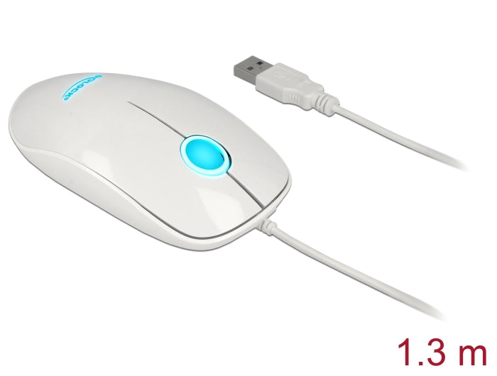 Delock Optische 3-Tasten LED Maus USB Typ-A weiß