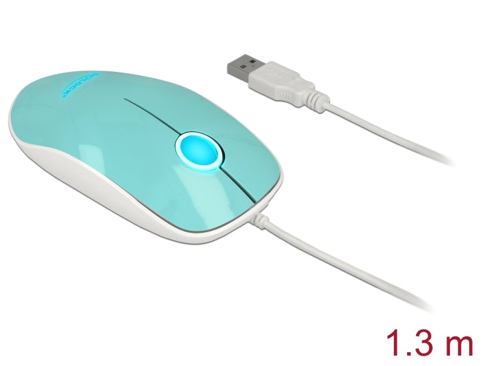 Delock Optische 3-Tasten LED Maus USB Typ-A türkis