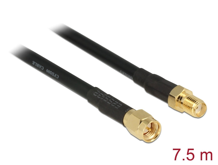 Delock Antennenkabel SMA Stecker > SMA Buchse CFD/RF200 7,5 m low loss