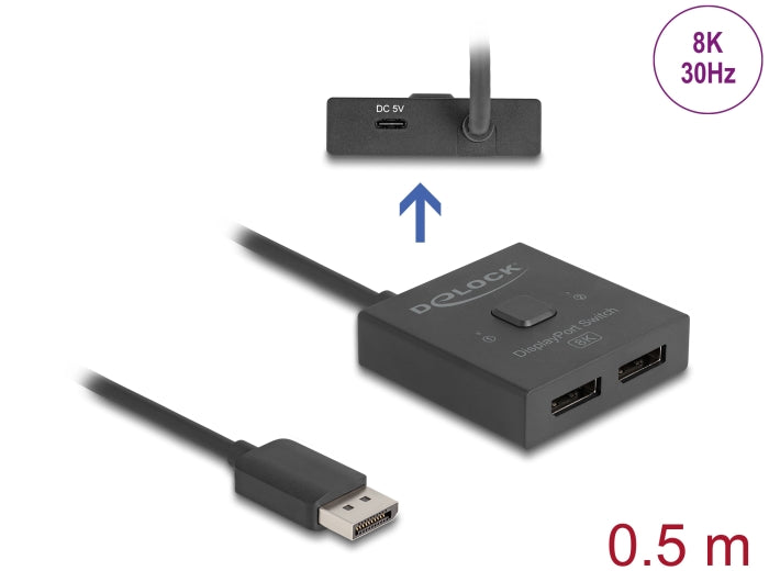 Delock DisplayPort Switch 2 auf 1 bidirektional 8K