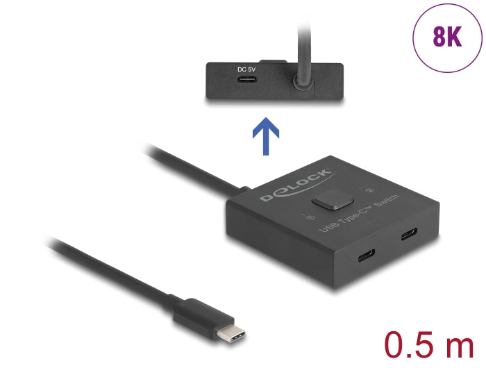 Delock USB 10 Gbps USB Type-C™ Switch 2 auf 1 bidirektional 8K