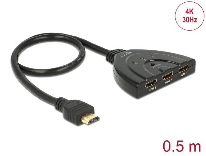 Delock HDMI 3 - 1 Umschalter bidirektional 4k 30 Hz