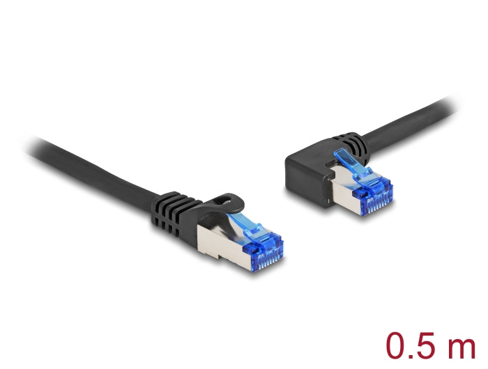 Delock RJ45 Netzwerkkabel Cat.6A S/FTP gerade / links gewinkelt 0,5 m schwarz