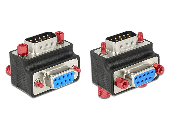 Delock D-Sub 9 Pin Stecker > Buchse 270° gewinkelt Mutter und Schraube tauschbar