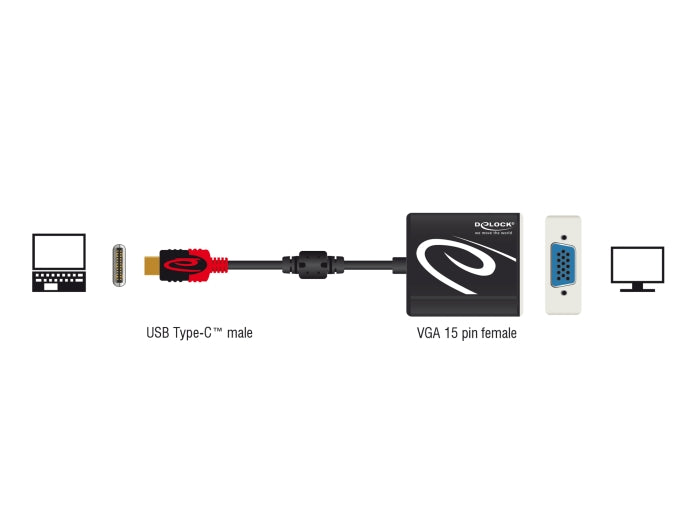 Delock Adapter USB Type-C™ Stecker zu VGA Buchse (DP Alt Mode)