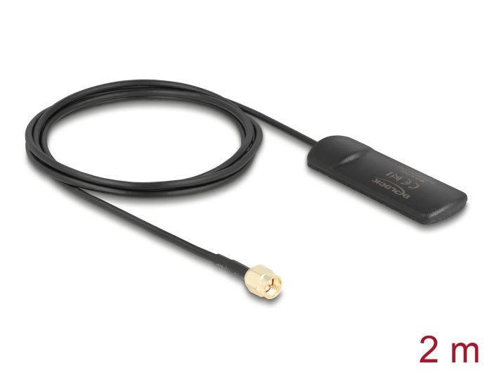 Delock GSM UMTS LTE WLAN 2,4 GHz Antenne SMA Stecker 2 dBi omnidirektional starr schwarz Klebemontage