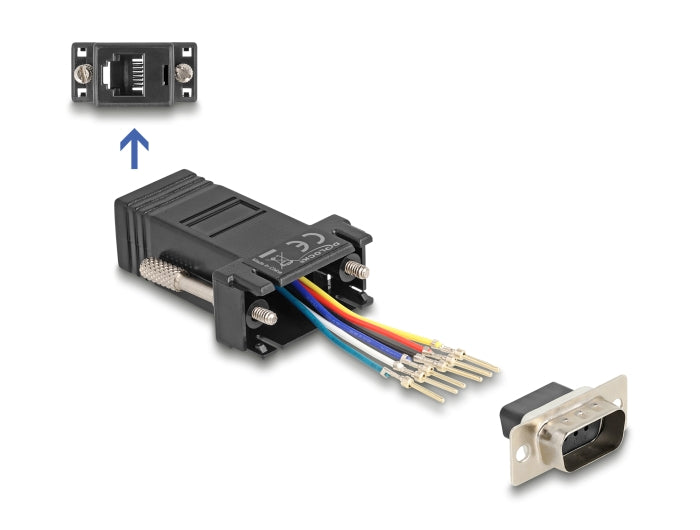 Delock D-Sub 9 Pin Stecker zu RJ12 Buchse Montagesatz schwarz