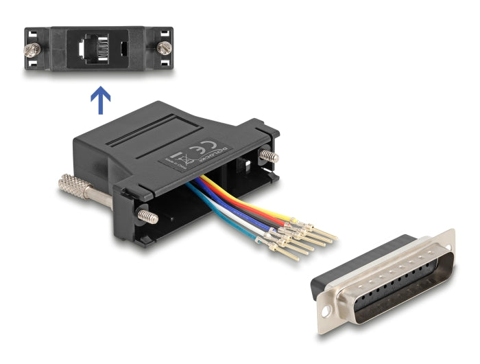 Delock D-Sub 25 Pin Stecker zu RJ12 Buchse Montagesatz schwarz