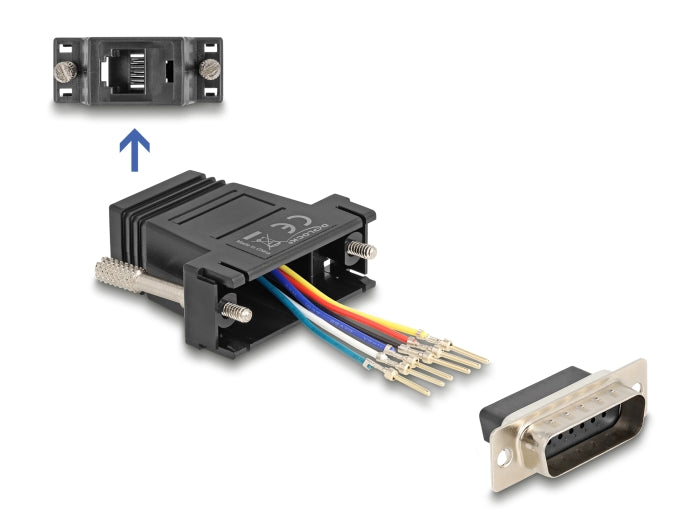 Delock D-Sub 15 Pin Stecker zu RJ12 Buchse Montagesatz schwarz