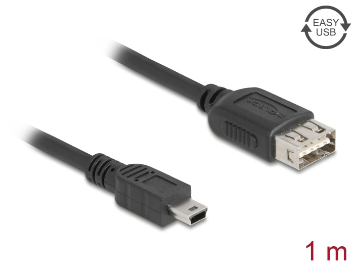 Delock USB 2.0 Kabel USB Typ Mini-B Stecker zu EASY USB Typ-A Buchse 1 m