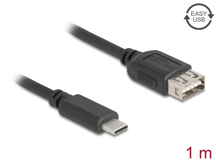 Delock USB 2.0 Kabel USB Type-C™ Stecker zu EASY USB Typ-A Buchse 1 m