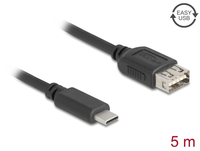 Delock USB 2.0 Kabel USB Type-C™ Stecker zu EASY USB Typ-A Buchse 5 m