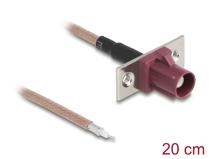 Delock Antennenkabel FAKRA D Buchse zu offenen Kabelenden RG-316 20 cm 2 vorgestanzte Löcher