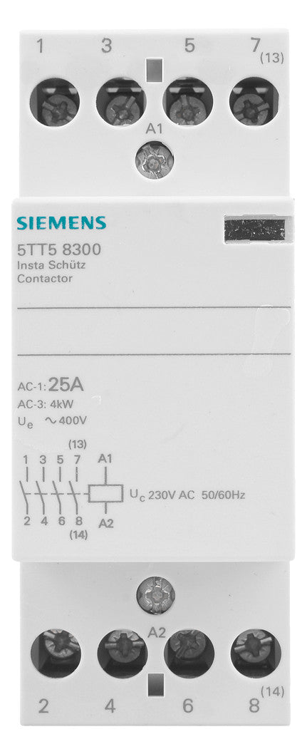SIEMENS Installationsschütz 25A 230V/AC 5TT5830-0 400V/AC 4S 2000W/AGL 2TE