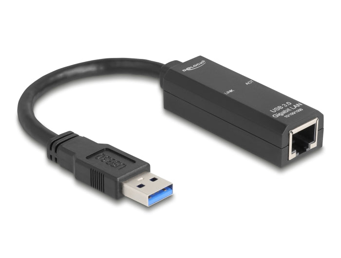 Delock USB Typ-A Netzwerk Adapter Gigabit LAN 1 x RJ45 schwarz