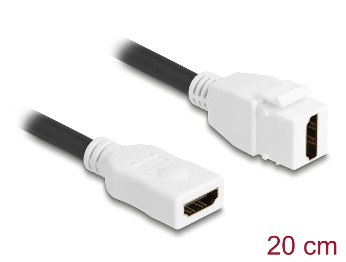 Delock Keystone Modul Kabel HDMI Buchse zu Buchse 8K 60 Hz 20 cm weiß