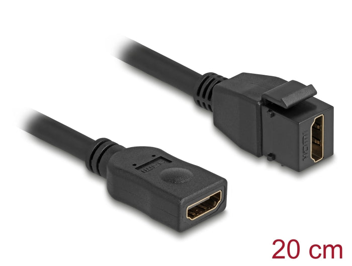 Delock Keystone Modul Kabel HDMI Buchse zu Buchse 8K 60 Hz 20 cm schwarz