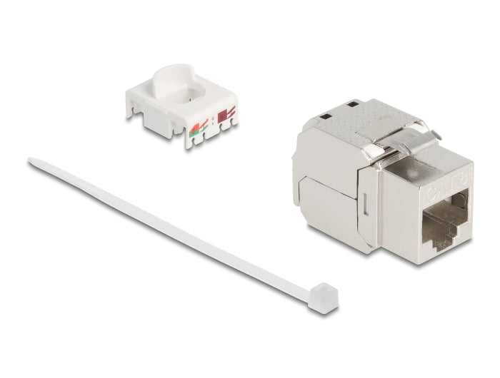 Delock Keystone Modul RJ45 Buchse zu LSA Cat.8.1 STP mit Metall Latch werkzeugfrei