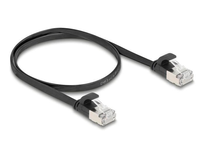 Delock RJ45 Flachband Patchkabel Stecker zu Stecker Cat.6A U/FTP 0,5 m schwarz
