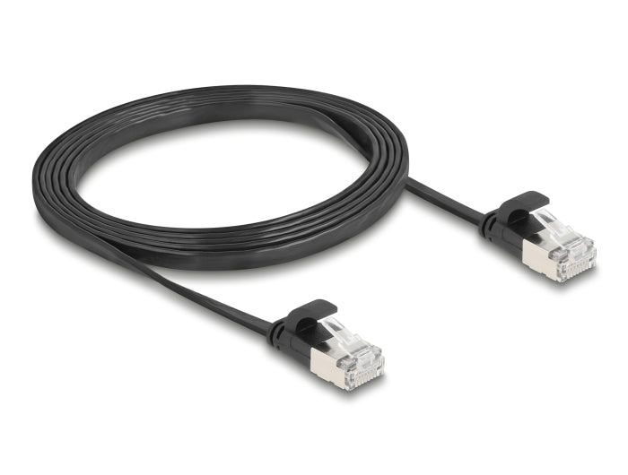 Delock RJ45 Flachband Patchkabel Stecker zu Stecker Cat.6A U/FTP 1,5 m schwarz